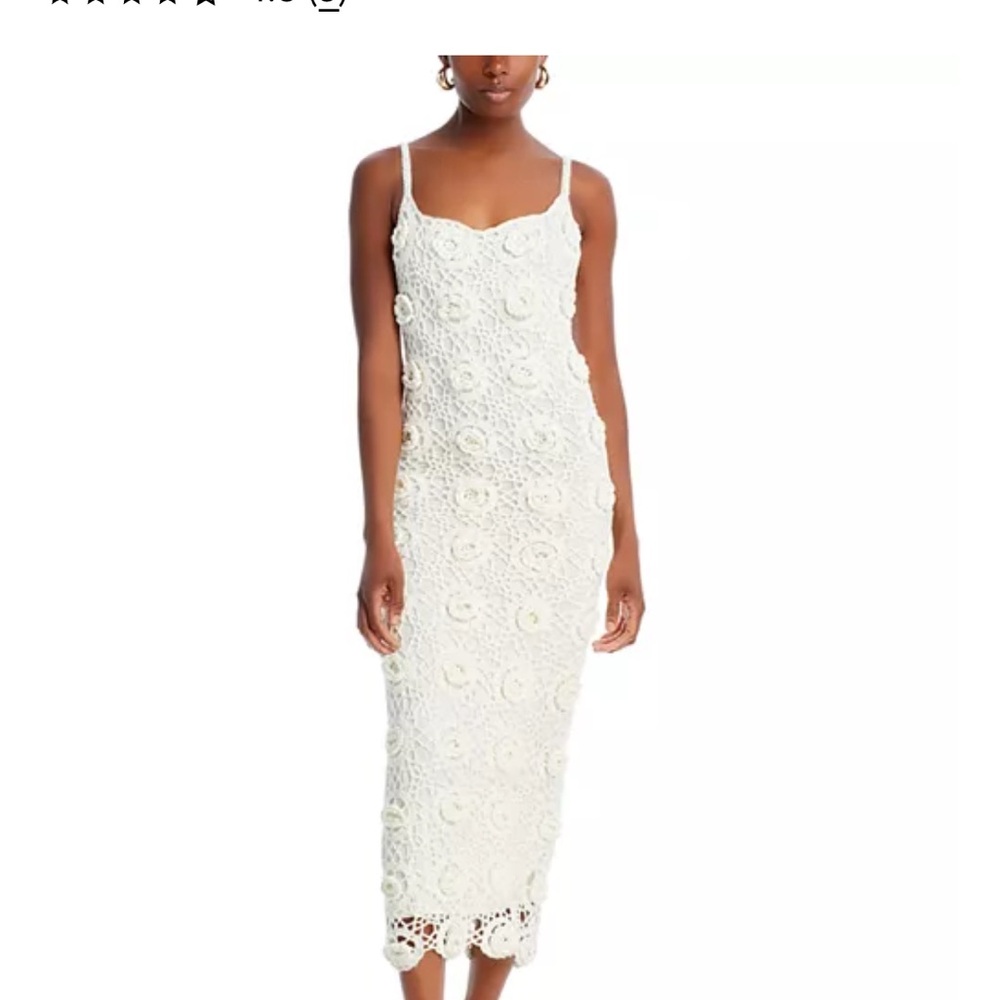 Floral Crochet White Midi Dress